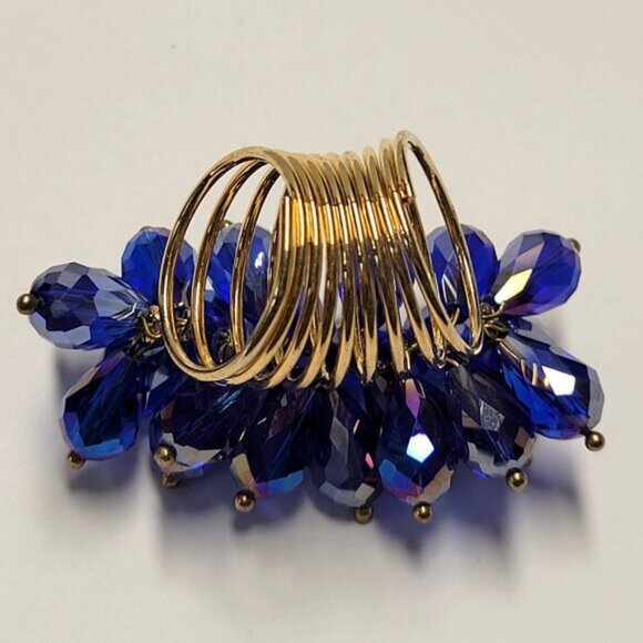 Indigo Blue Crystal Flamboyant Crystal Cluster Ring - Picture 7 of 9